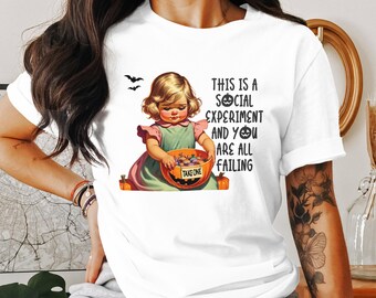 Failing Social Experiment Halloween T-Shirt: Sarcastic Retro Adult Humor Tee
