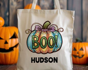 Bolsa de truco o trato personalizada, bolsa de Halloween personalizada, bolsa de Halloween, bolsa de Halloween para niños con nombre, bolsas de truco o trato personalizadas 6