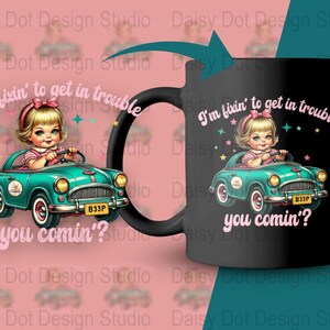 Vintage Car and Cute Toddler Graphic Mug, Fun Quote Coffee Cup, Unique Gift Idea