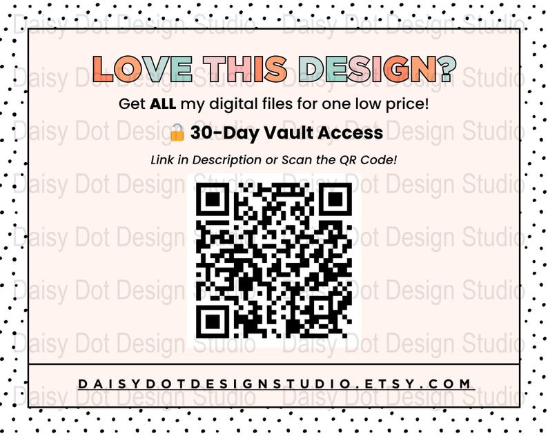 Stylish Black and White Polka Dot Design Digital Download QR Code Poster