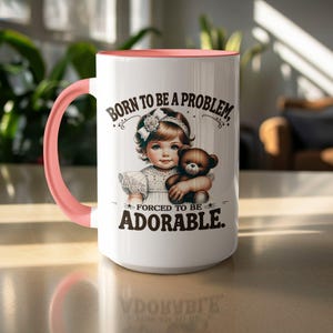 Lustiger Humor-Becher, sarkastischer Zitat Becher, trendiger Retro-Becher, geboren, um ein Problem zu sein, unangemessener erwachsener Becher, Geschenk für Erwachsene, Scherzbecher