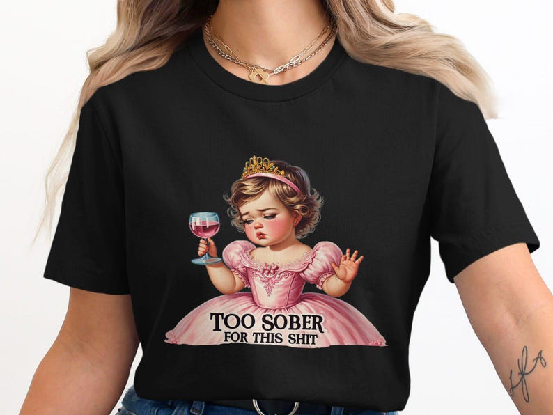 Camiseta engraçada, camiseta de humor adulto, camiseta muito sóbria para essa merda, camiseta gráfica sarcástica, blusa retrô da moda, presente para amigos, roupa de festa imagem 2