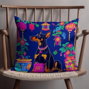 ミニチュア ピンシャー スローピロー モダン カラフル トワル ド ジュア 犬種 スローピロー、ユニークな犬用スローピロー ホームデコレーション用