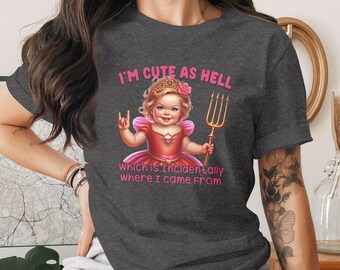 「私はとってもかわいい」Tシャツ、面白い皮肉Tシャツ、大人のユーモアTシャツ、トレンディなレトロTシャツ、悪魔的なユーモアTシャツ、攻撃的なスローガンTシャツ