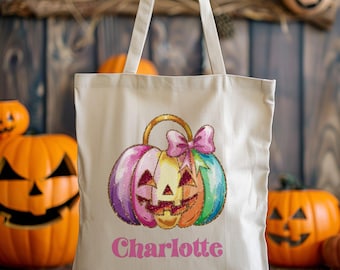Personalized Trick or Treat Bag, Custom Halloween Bag, Halloween Tote, Kids Halloween Bag with Name, Custom Trick-or-Treat Bags 46