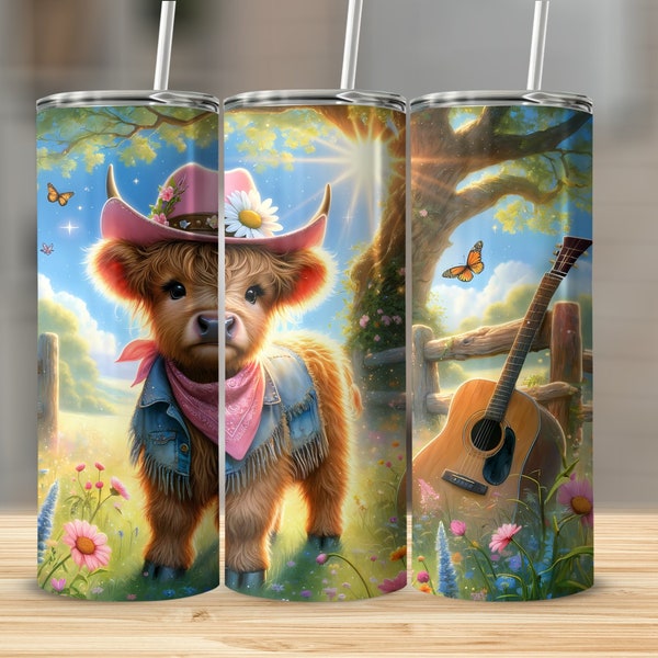 Highland Cow Tumbler, Rustic Farmhouse Style Travel Mug, Cute Animal Inspired Drinkware