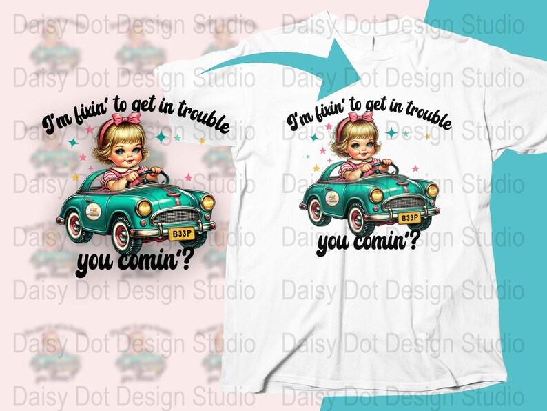 Vintage Car and Baby Graphic T-Shirt, Retro Style Tee, Cute Kids Design, Casual Wear