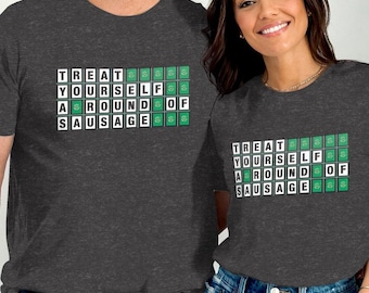 Wheel of Fortune 'Treat Yourself A Round Of Sausage' Funny Viral Wheel of Fortune Answer Adult Unisex Crewneck T-Shirt