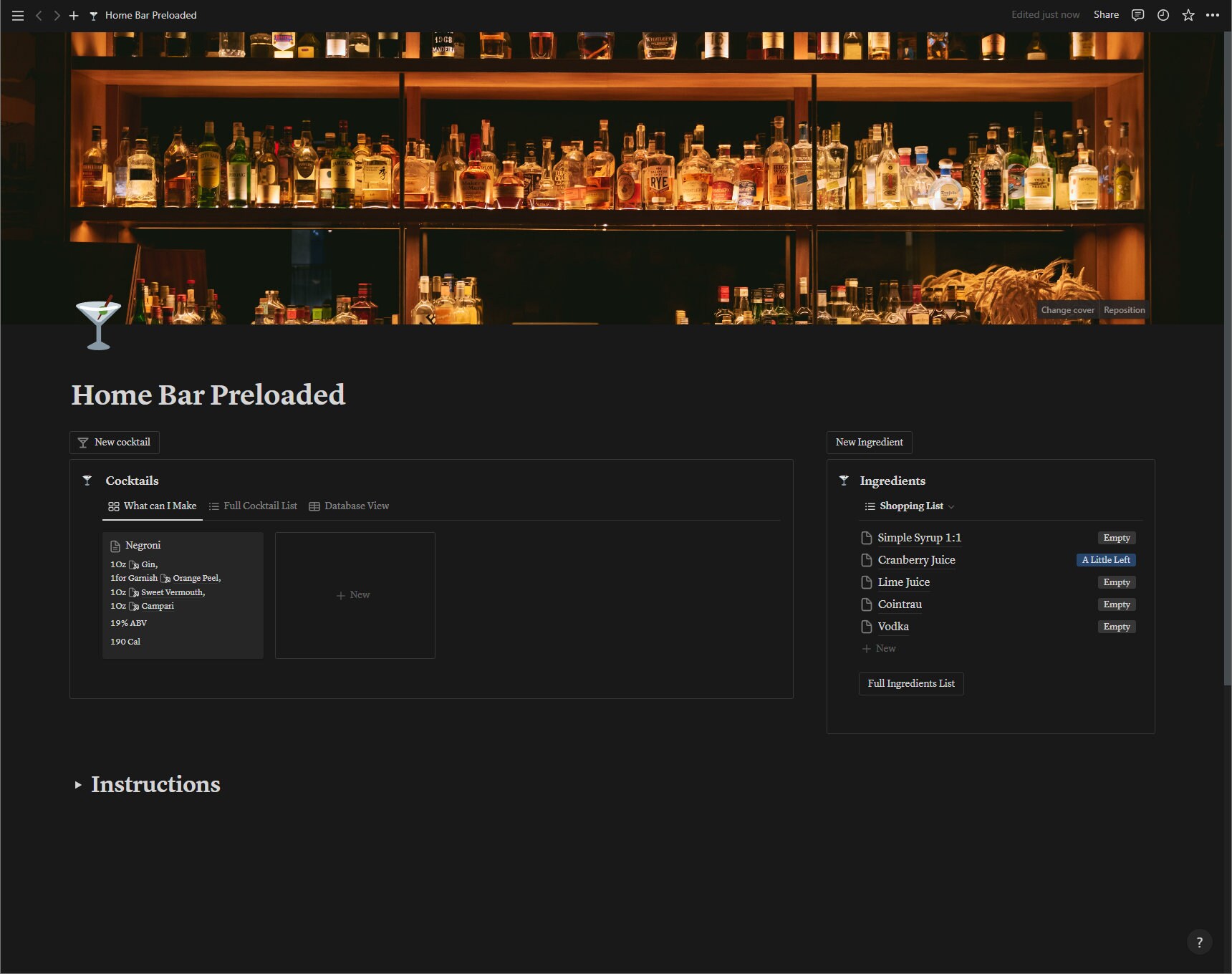 Management Cocktail Preloaded Home Cocktail Management Notion Template - Etsy
