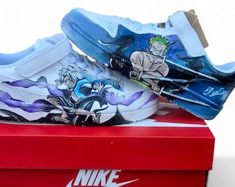 Hand Painted Leather Shoes NIKE Air Force 1 One Piece Manga Monkey