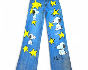 Hand-Painted Snoopy Pants – Personalized Jeans – Unique Clothing – Gift Idea – Customizable