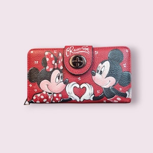 Cartera pintada a mano "Minnie & Mickey"
