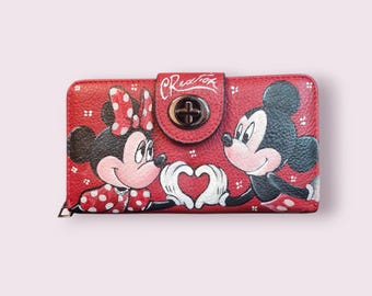 Minnie & Mickey Mouse, hand-painted wallet