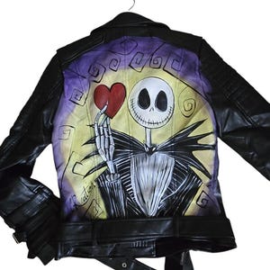 Her Universe The Nightmare Before Christmas Jack Skellington Girls Crop Denim Jacket Plus Size | Hot Topic