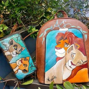 Simba and Nala promo set - The Lion King Hand-Painted Backpack and Wallet -