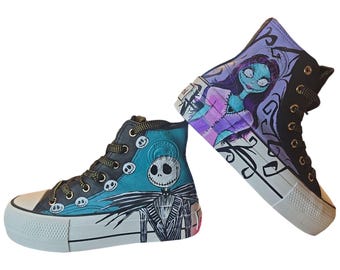 Zapatos pintados a mano de Jack y Sally (Pesadilla antes de Navidad)