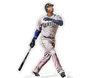 Ken Griffey Jr Seattle Mariners Baseball Glossy Sticker Vinyl Laminate, Self Adhesive-Free US Shipping