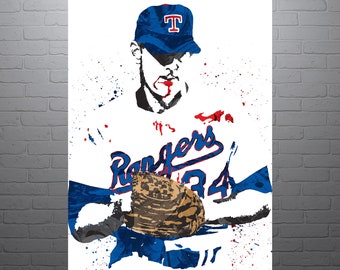 Nolan Ryan Texas Rangers Baseball Art Poster-Free US Shipping