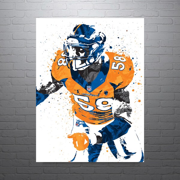 Von Miller Denver Broncos Football Art Poster-Free US Shipping