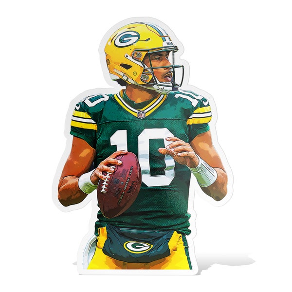 Jordan Love Green Bay Packers Football Glossy Sticker Vinyl Laminate, Self Adhesive-Free US Shipping