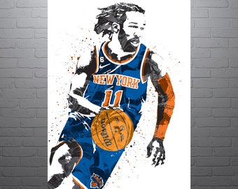 Poster d'art de basket-ball Jalen Brunson des New York Knicks - livraison gratuite aux États-Unis