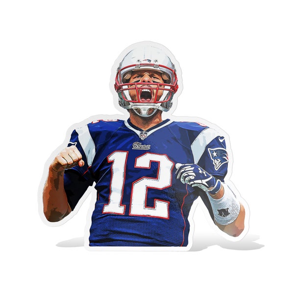 Tom Brady New England Patriots Football Glossy Sticker Vinyl Laminate, Self Adhesive-Free US Shipping