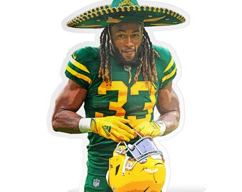 Aaron Jones Green Bay Packers Football autocollant brillant vinyle laminé, auto-adhésif livraison gratuite aux États-Unis