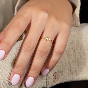 Delicate Bird Skinny 14K Solid Gold Ring