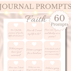 60 Faith Journal-promptkaarten Afdrukbare gebedsjournaling-prompts Christelijke spirituele prompts Gesprekskaarten, brief digitale download