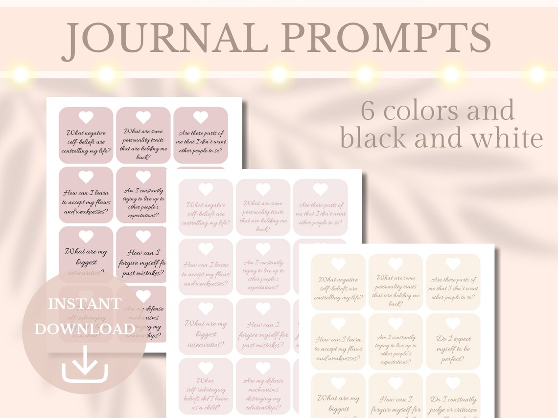 60 Shadow Work Journal Prompt Cards Printable Journaling Prompts ...