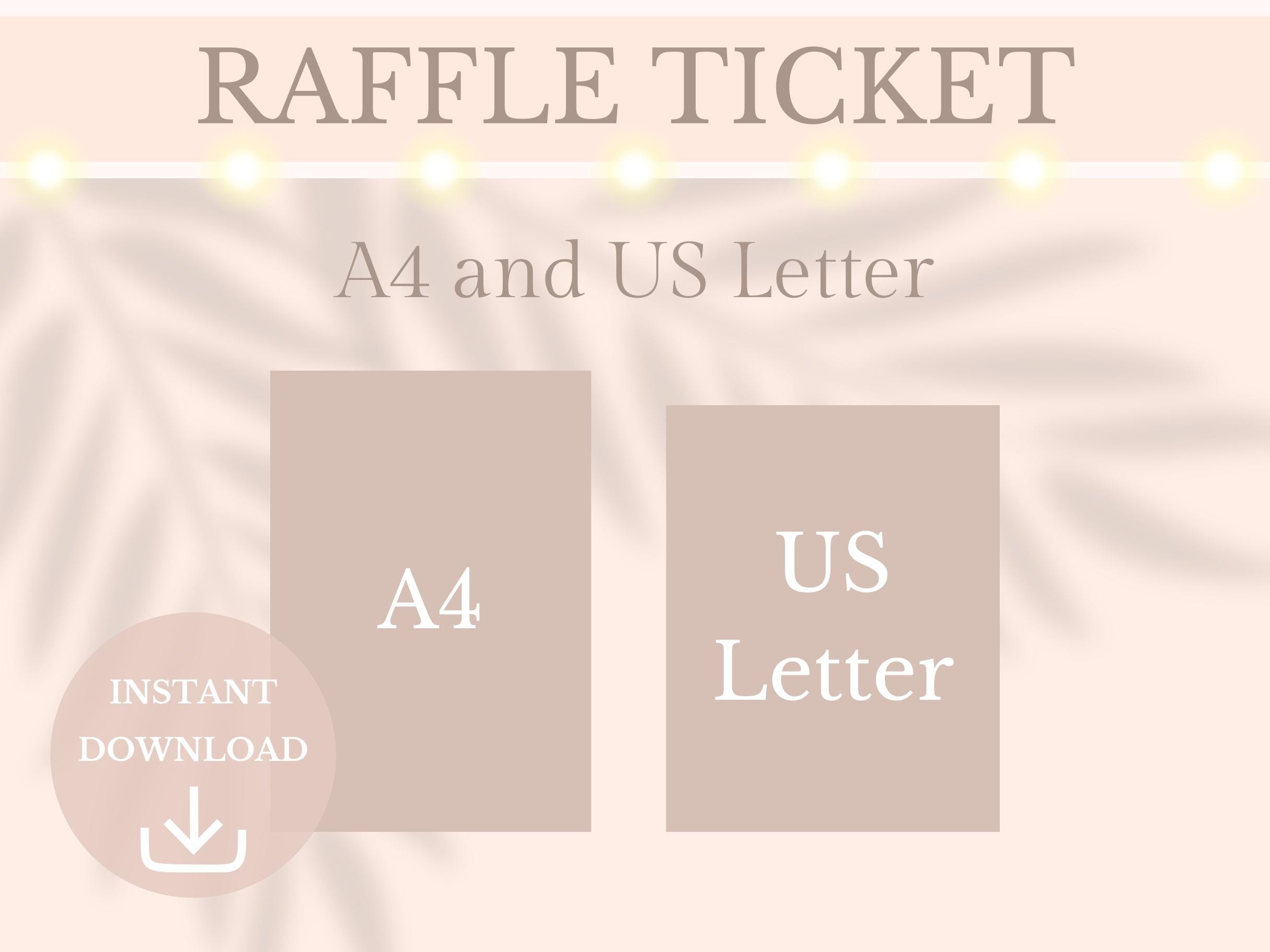 Numbered Raffle Ticket Printable Enter to Win Tombola Entry Ticket Draw ...