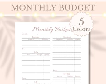 Monthly Budget Printable Planner Paycheck Breakdown Finance Organizer Income & Expense Tracker Money Saving, A4, A5, Letter Digital Download