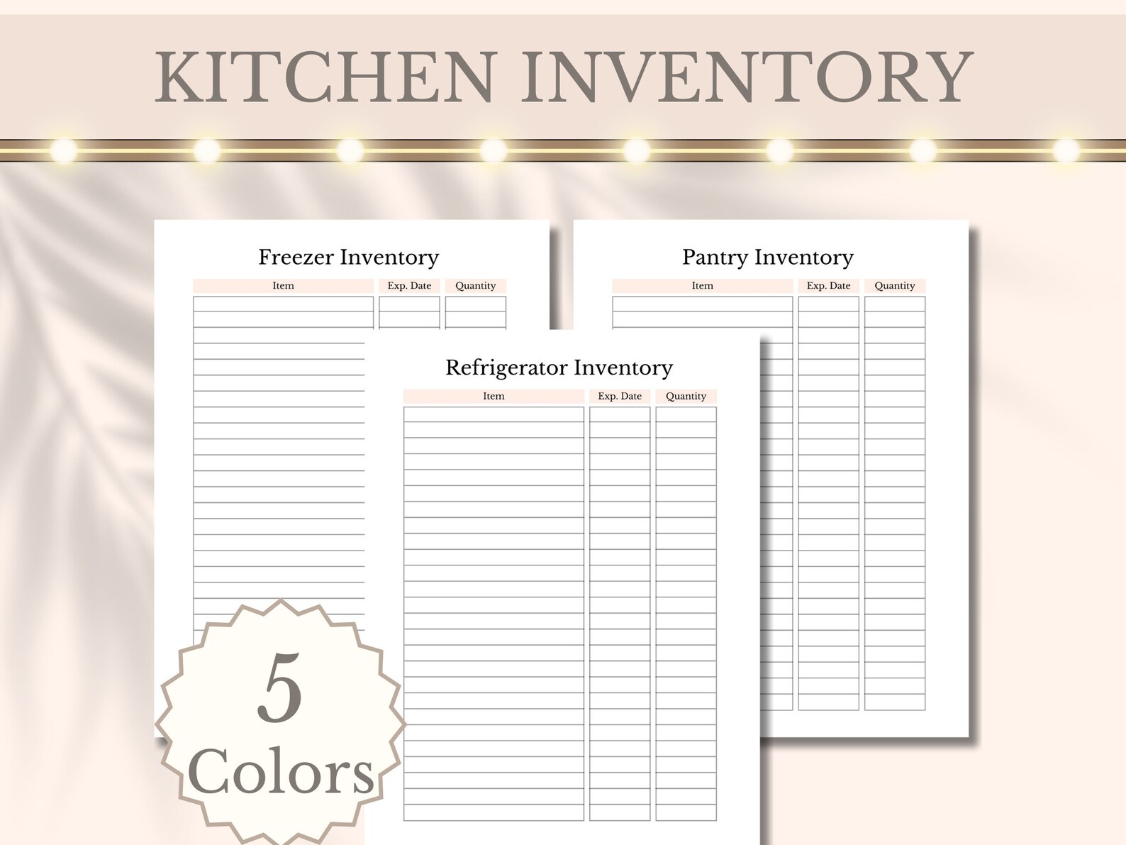 Kitchen Inventory Printable Tracker Food Log, Fridge Freezer Pantry ...