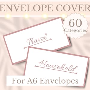 60 inserciones de cubierta de tablero Inserciones de sobres de efectivo imprimibles para sobres A6, Carpeta de presupuesto de marcadores de posición de efectivo, A4, Carta, Descarga digital