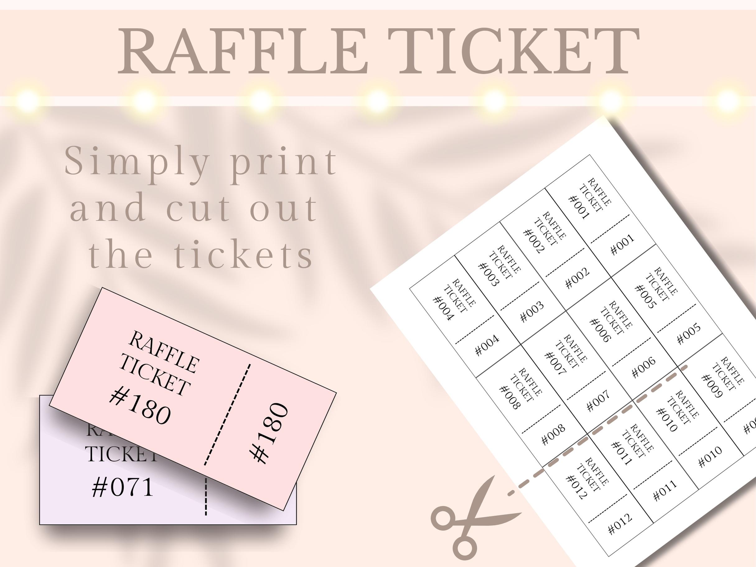 Numbered Raffle Ticket Printable Enter to Win Tombola Entry Ticket Draw ...