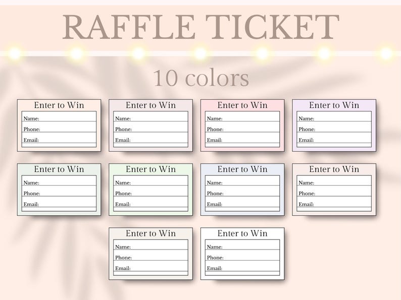 Raffle Ticket Template Printable Enter to Win Tombola Raffle Ticket ...