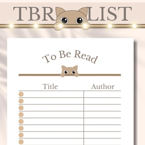 Lista TBR para el rastreador de lectura de plantillas de planificador imprimible para amantes de los libros, hoja de trabajo del diario del libro para leer, descarga digital instantánea A4/A5/carta