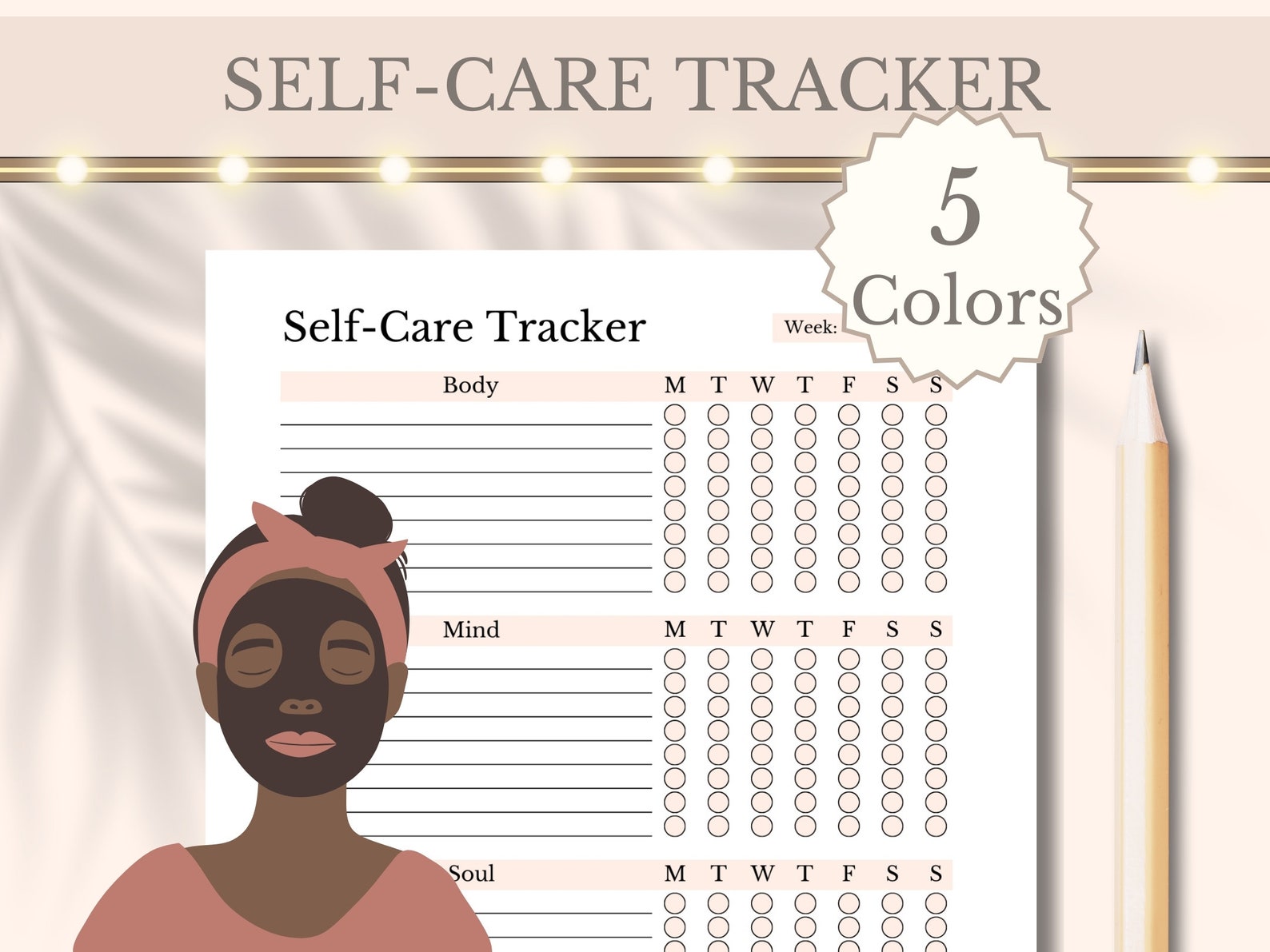 Self Care Tracker Printable Template Checklist, Weekly Selfcare Planner ...