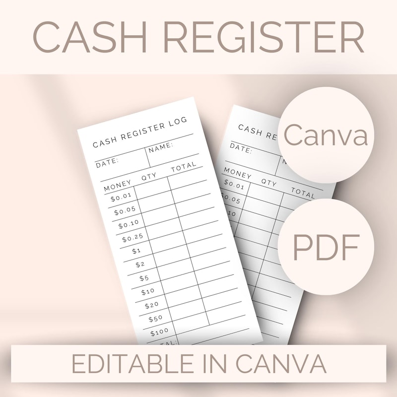 Cash Till Templates - Etsy