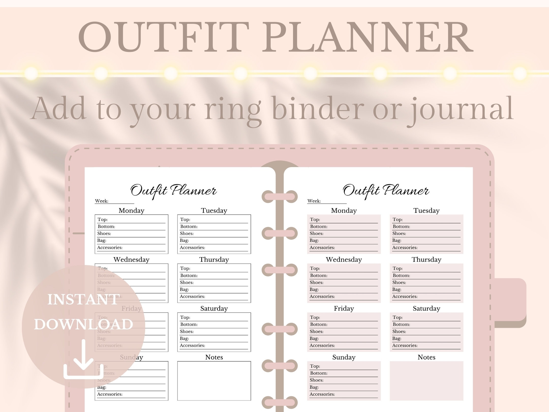 Weekly Outfit Planner Printable Template Wardrobe Styling Journal Weekly Outfit Planner Printable Template Wardrobe Styling Journal