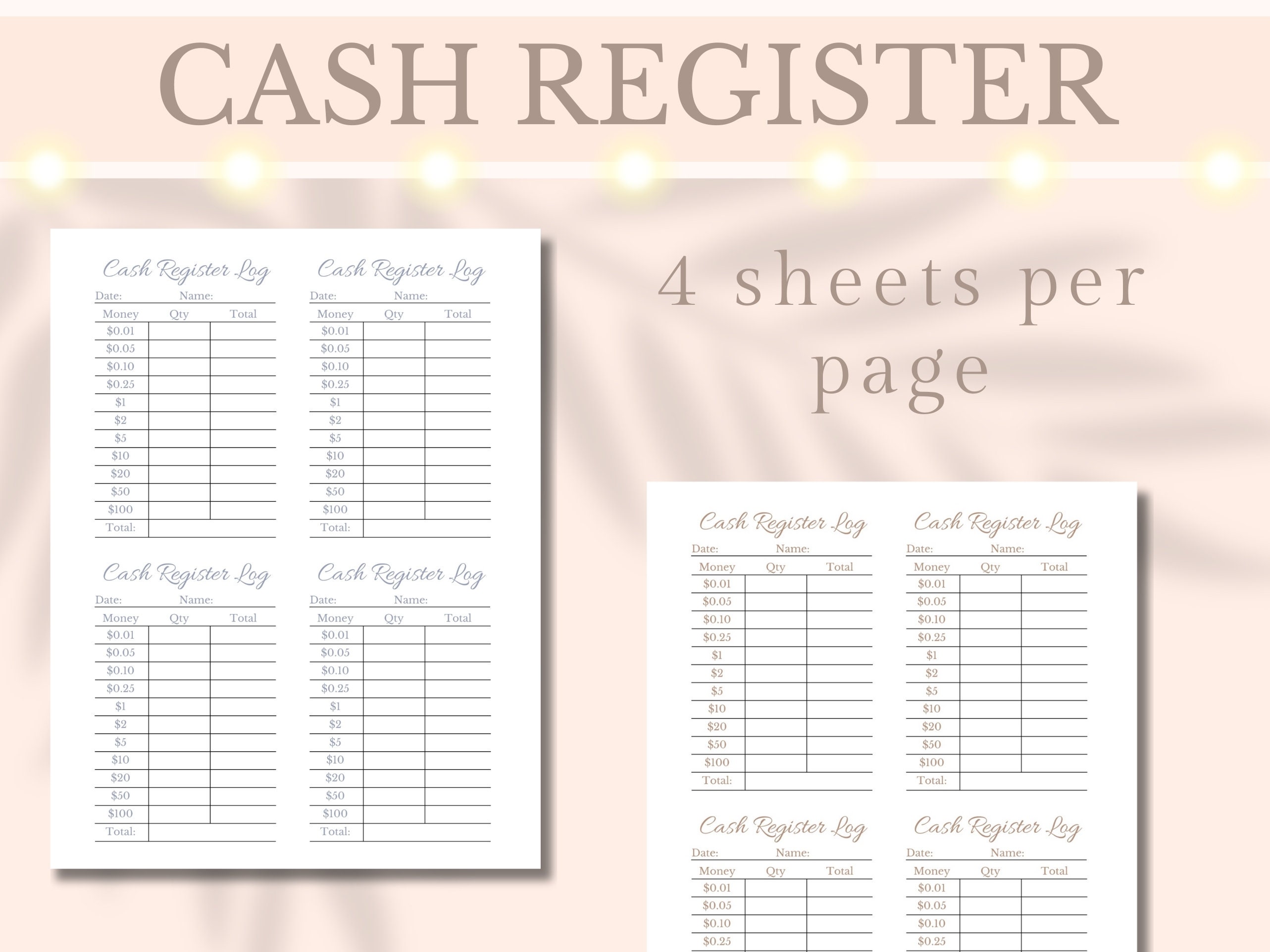Cash Breakdown Teller Slip Printable Cash Register Till Balance Tracker Cash Breakdown Teller Slip Printable Cash Register Till Balance Tracker