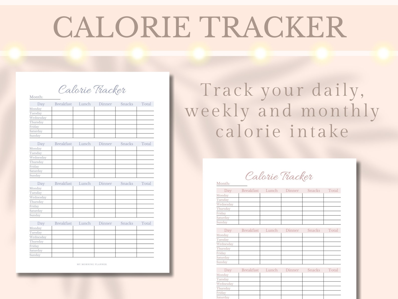 Calorie Tracker Printable Diet Tracker Meal Planner Food Journal Weight Calorie Tracker Printable Diet Tracker Meal Planner Food Journal Weight
