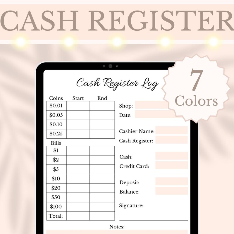 Count Slip Cash Sheet for Closing a Till - Etsy