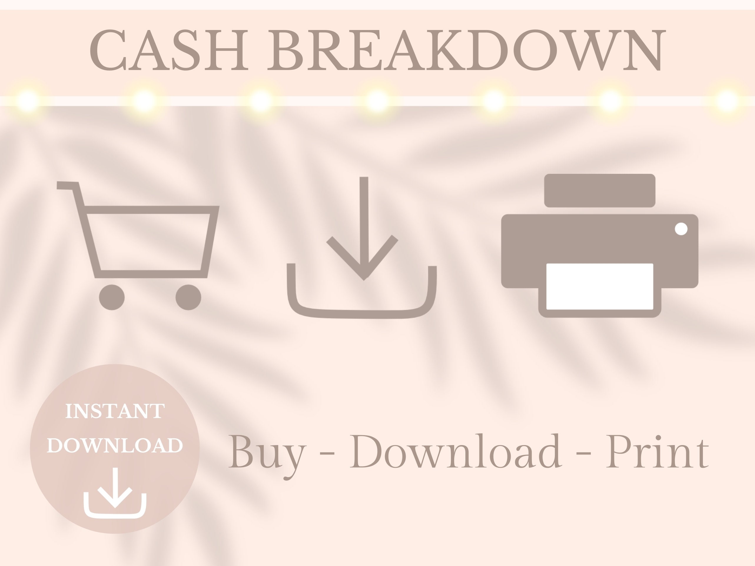 Cash Breakdown Printable Drawer Count Sheet Small Business Planner Cash ...