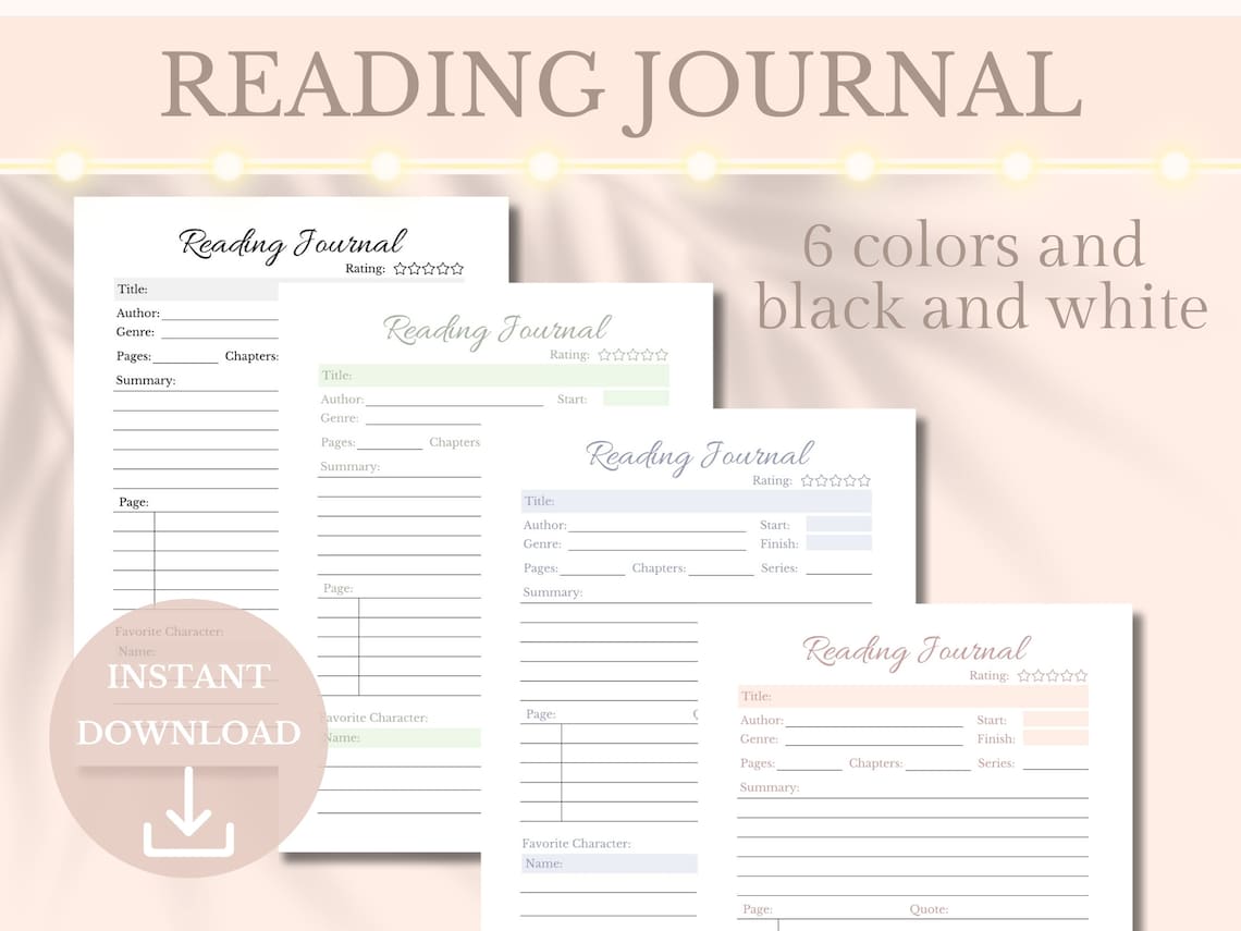Reading Journal Printable Book Review Planner Reading Tracker, Book ...