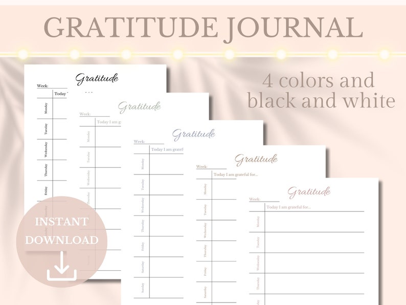 Gratitude Journal Printable Planner Weekly Appreciation List, Weekly ...