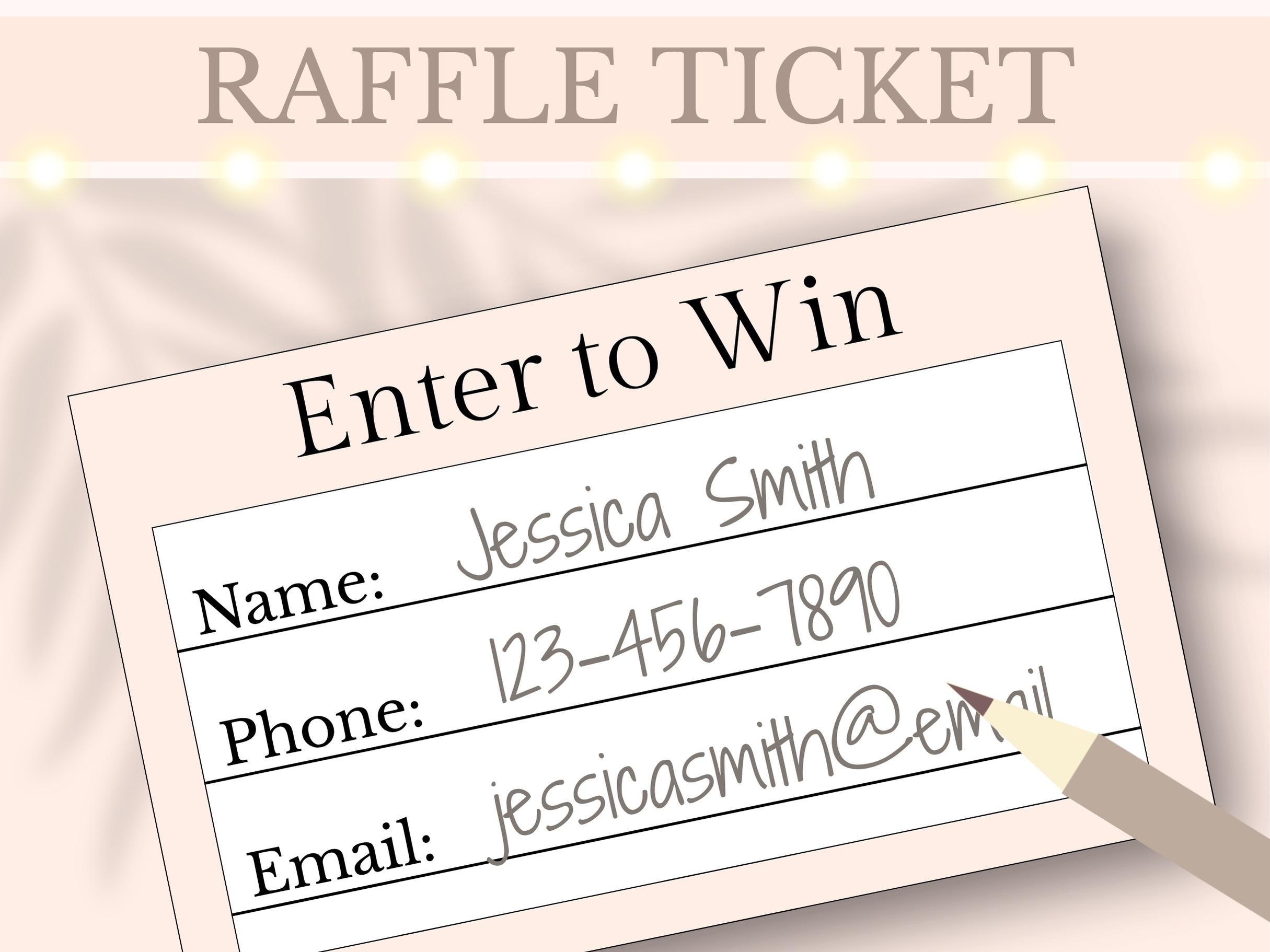 Raffle Ticket Template Printable Enter to Win Tombola Raffle Ticket ...