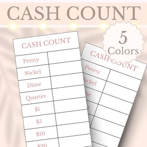 Cash Count Sheet Printable Cash Breakdown Drawer Count Cash Register Log Shop Closing Till Balance Report Point of Sale Reconciliation Log