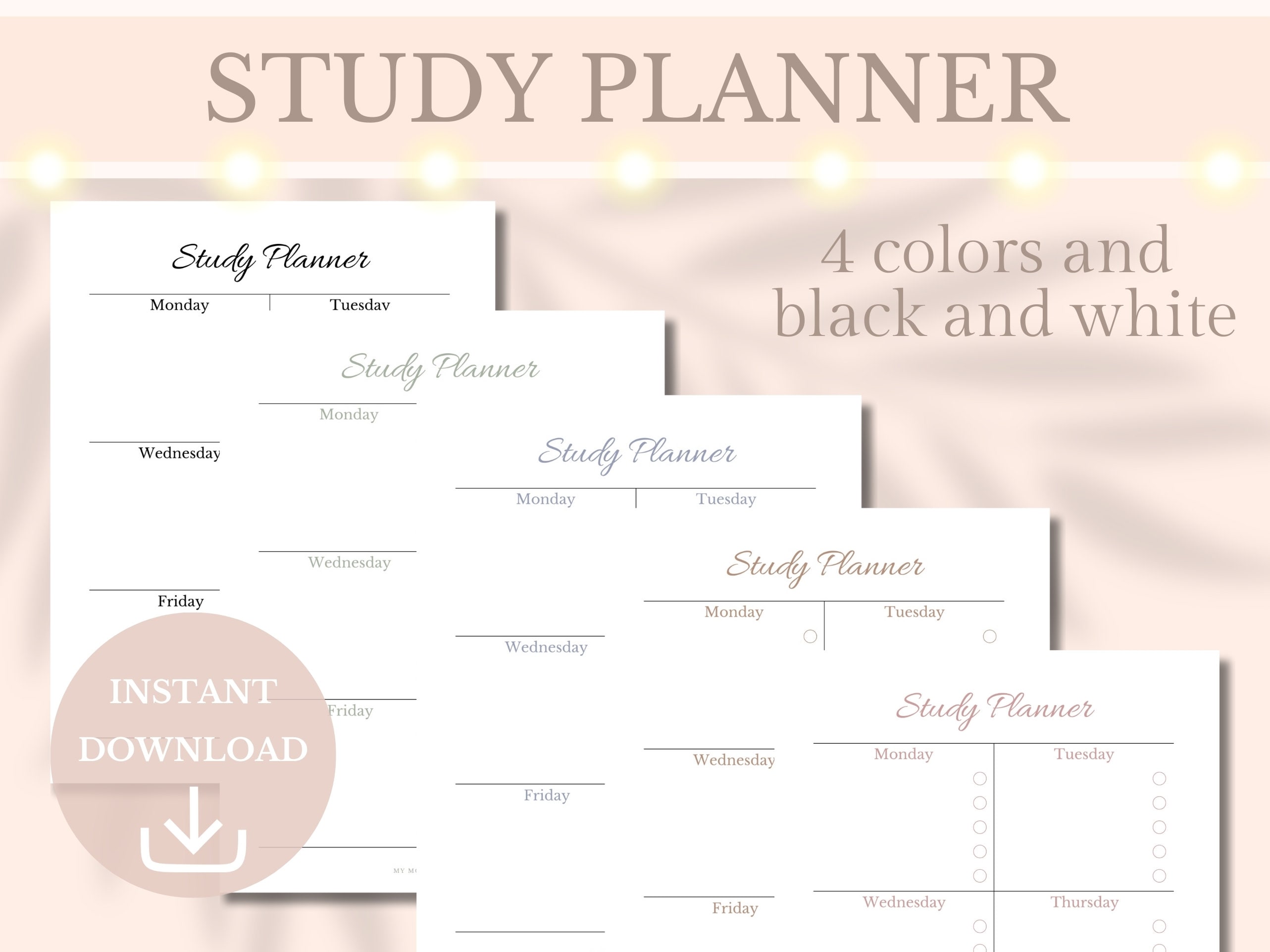 Study Planner Printable Homework Tracker Minimalist to Do List College ...