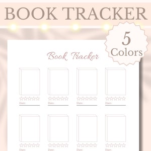 Book Tracker Imprimible Lectura Diario Libro Portada Páginas para colorear Lectura Tracker Registro TBR Lista Libro He leído A4 A5 Carta Descarga digital